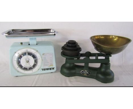 Two sets of kitchen scales, one Tower brand the other Salter Staffordshire complete with weights