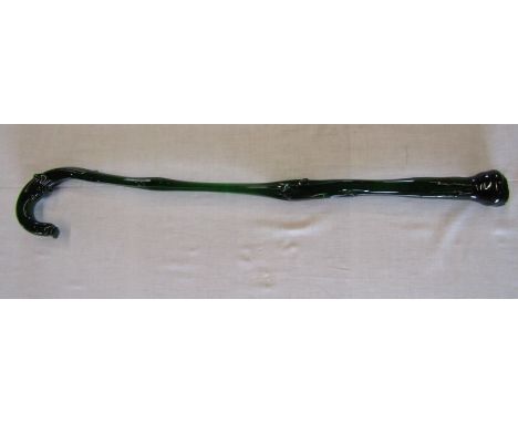 'Shillelagh' - short green glass walking stick with simulated rustic branch&nbsp;