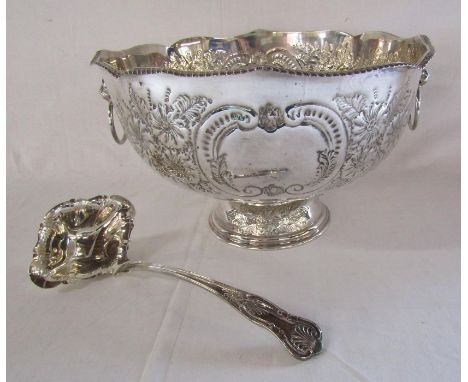 Large Pinder Brothers silver plated punch bowl with ladle