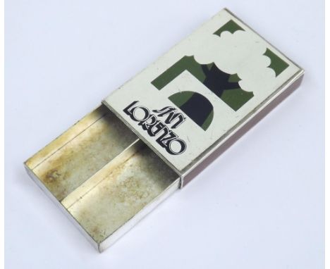 Attractive silver and enamel matchbox decorated with a stylised tree motif and inscribed San Lorenzo, further engraved inscri