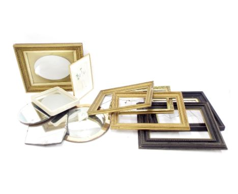 Collection of assorted picture frames, four wall mirrors and a French fashion print
