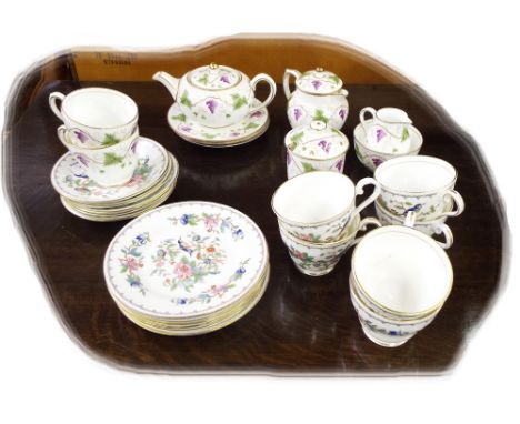 Aynsley Pembroke part tea service comprising six cups, five saucers and six side plates; together with a Wedgwood tea for two