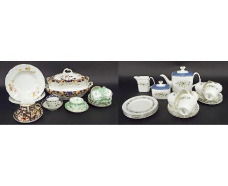 Mixed collection of antique and later porcelain to include Royal Crown Derby moustache cup and saucer, lidded tureen, Royal A