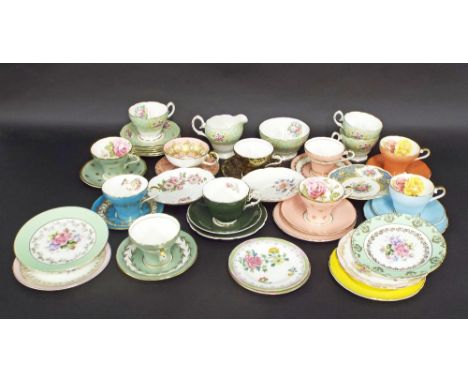 Collection of mainly Aynsley tea wares to include various cups, saucers and trios; together with Gainsborough 'Queen Anne' pa
