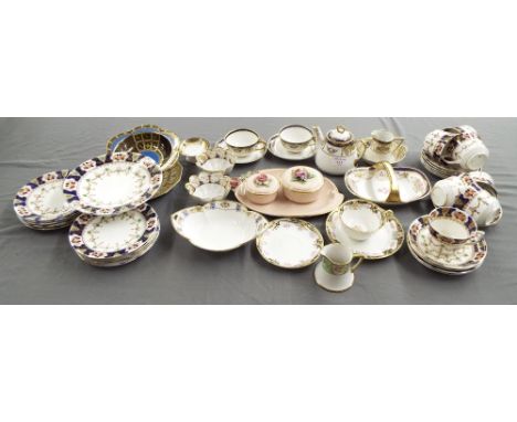 Selection of Noritake porcelain, Staffordshire tea service and a Crown china floral encrusted tray with two trinket boxes