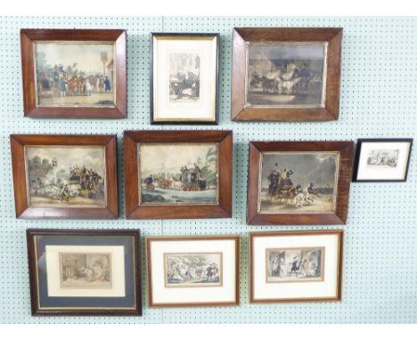 After Thomas Rowlandson (19th century) - 'Domestic Miseries', extensively inscribed, coloured etching, 5.5" x 7.5"; together 