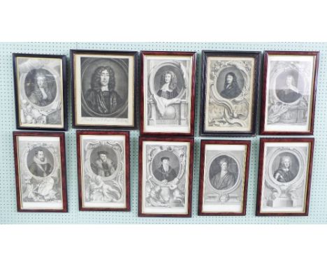 J. Houbraken after Sir Peter Lely - "Portrait of William Temple" inscribed, the actual image within an elaborately decorated 