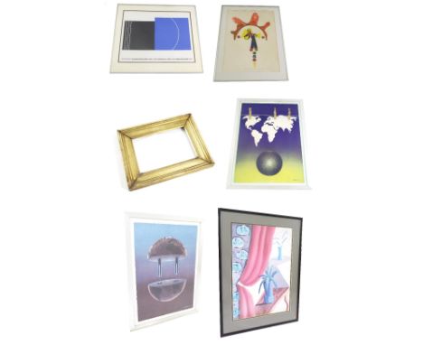 Mixed collection of framed prints to include two similar Michael Granger abstract studies, further still life, gallery poster
