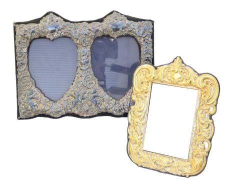 Two silver fronted frames, one silver gilt and a double frame, Italian marks and Douglas Pell Silverware, Birmingham, 1993 (2
