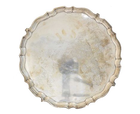 A Victorian silver salver, Hawksworth, Eyre & Co Ltd, London, 1869, diameter 30.5cm, gross weight 29.8ozt. Condition report: 