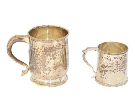 A George VI silver tankard, together with a silver mug, Zachariah Barraclough & Sons, Chester, 1937 and Walker & Hall, Sheffi