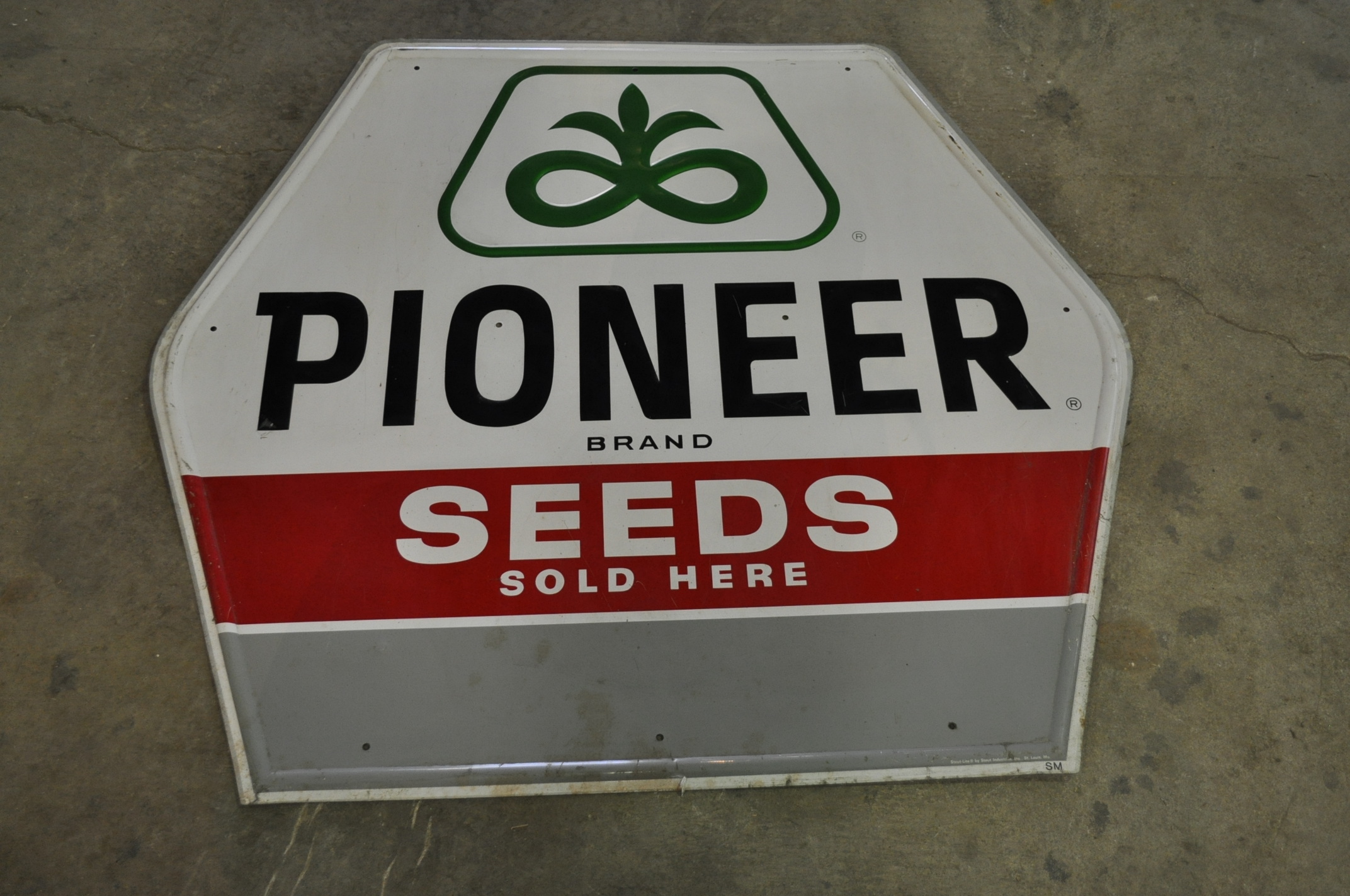 Pioneer Seed metal sign, 47 1/2" wide x 44"H
