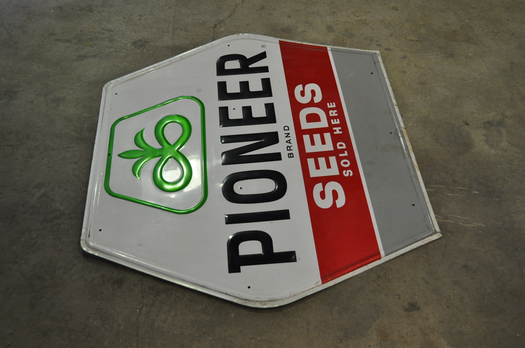 Pioneer Seed metal sign, 47 1/2" wide x 44"H