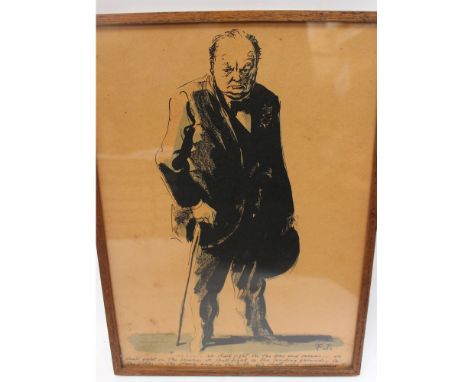Feliks Topolski (1907-1989) We Shall Never Surrender, portrait of Winston Churchill, lithograph, 'Penguin Print No.1, of whic