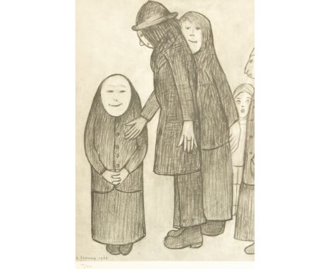 Laurence Stephen Lowry R.B.A. R.A. (British, 1887-1976), 'Family Discussion', limited edition print, numbered 171/850, 34 by 
