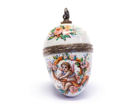 A late 19th Century Austrian enamel vinaigrette of egg form, circa 1890's, initial inside for Ludwig Politzer, (Imperial Cour