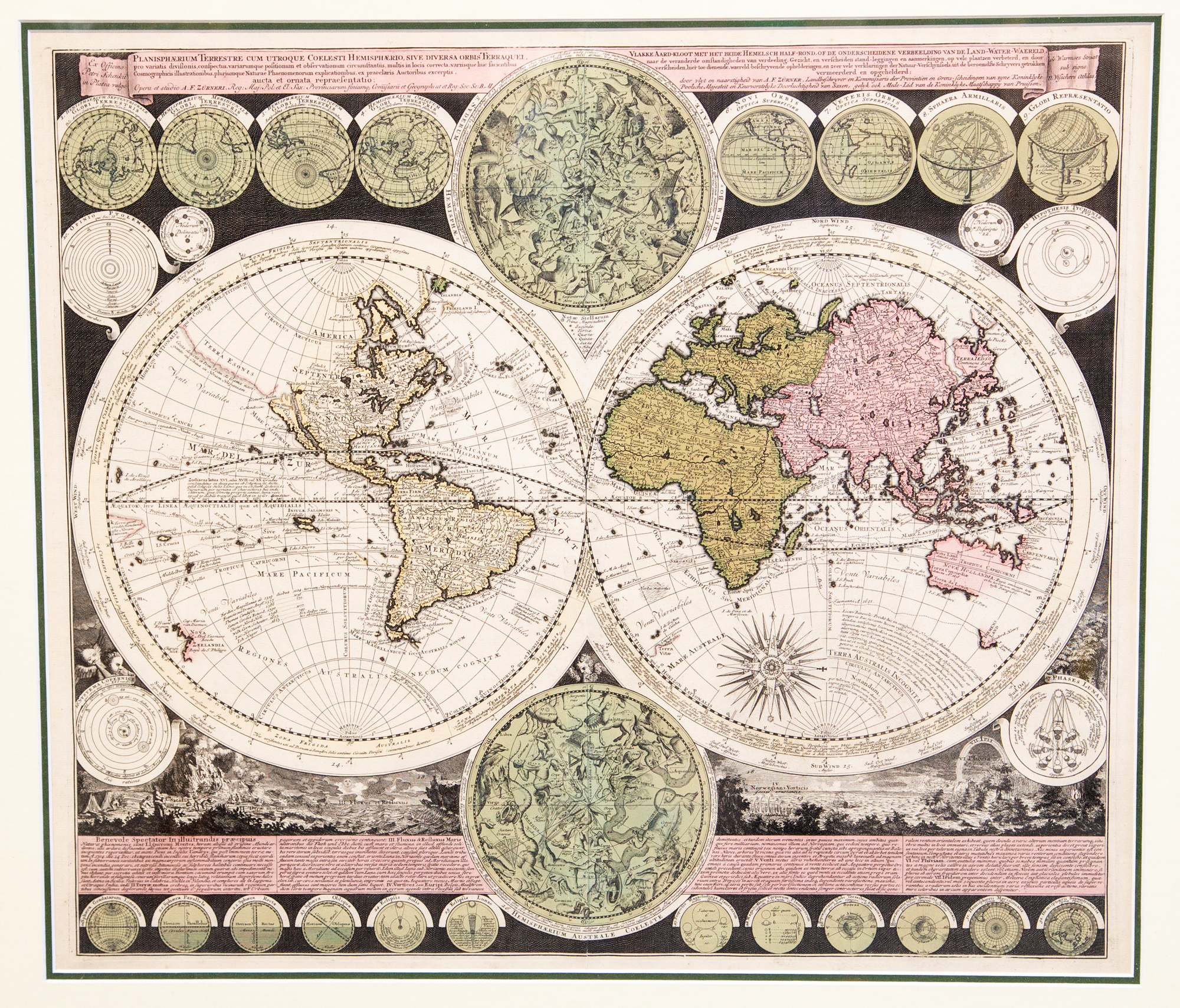 Georgian World Map. Zürner, Adam Friedrich (1679-1742). Planisphaerium ...