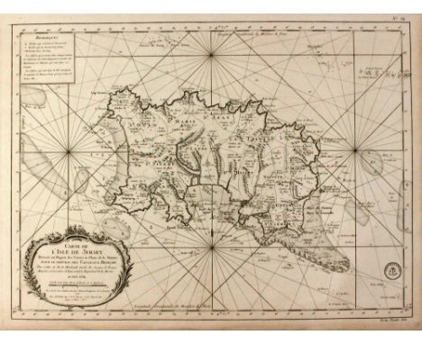 Bellin, Jacques-Nicolas (1703-1772). Channel Islands. 18th-century maps of Jersey and Guernsey, a pair, coper-engravings on l