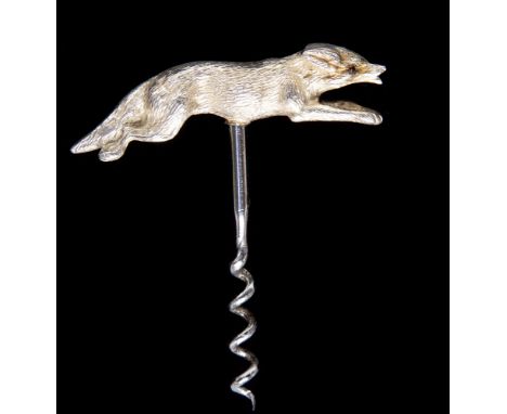 Hunting Interest: An Elizabeth II silver corkscrew cast as a running Fox corkscrew  with ruby eyes, Birmingham 1960, maker's 