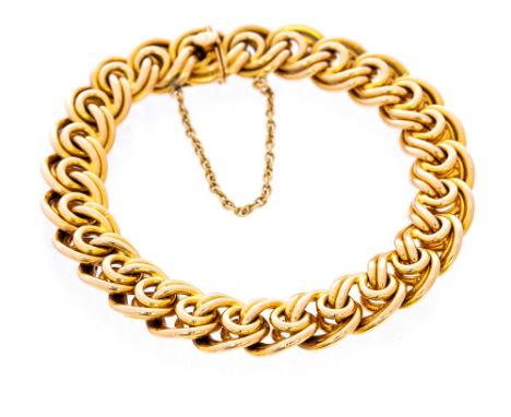 An Edwardian 15ct gold bracelet, the fancy interwoven double tubular links to tongue box snap clasp, stamped 15c, approx 19cm