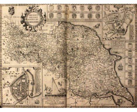 Speed, John (1552-1629). 17th-century map of The North & East Riding of Yorkshire, copper engraving on laid/chain-lined paper