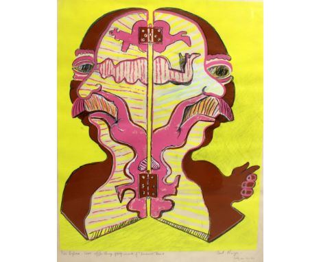 Hugh Weiss (American 1925-2007), abstract screenprint finished by hand, signed in pencil with dedication, 1975, framed and gl