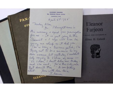 Signed Presentation Copies / Autograph Letter / Annotated Proof of "First Novel". Farjeon, Eleanor. The Soul of Kol Nikon, no