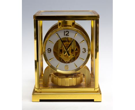 Jaeger Le Coultre, a brass framed Jaeger Le Coultre Atmos bracket clock, height 22cm (with literature)