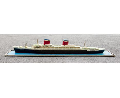 A  J. Gautier a scale model of the liner S.S.United States, built 1952, laid up 1969, length 120cm, mounted on a plinth, toge