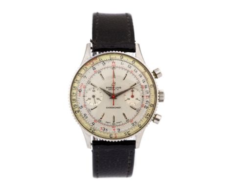 Breitling, a 1960's Breitling steel Chronomat chronograph wristwatch, 3.5cm circular silvered dial with two subsidiary dials,