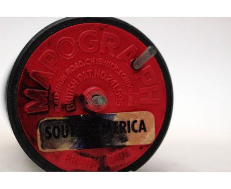 Collection of 60 'Mapograph' rollers together with two hand-rollers and inking tin. To include North America, USA, British Is