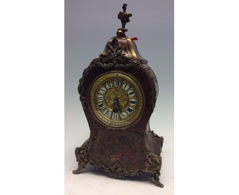 A 19th Century French boulle work bracket clock, inset enamel Roman numerals, height 38cm (key and pendulum) (s.d) 
