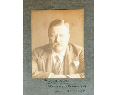 Theodore Roosevelt (1858-1919), photographic portrait with inscription bearing signature/autograph, 'To Kyrle Bellew with the