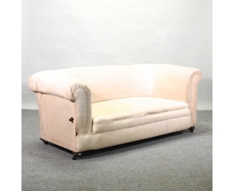 An early 20th century cream upholstered drop-end chesterfield sofa172w x 80d x 72h cmCondition report: Frame is solid and usa