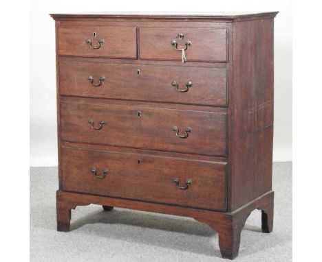A George III oak chest, on bracket feet97w x 49d x 107h cm