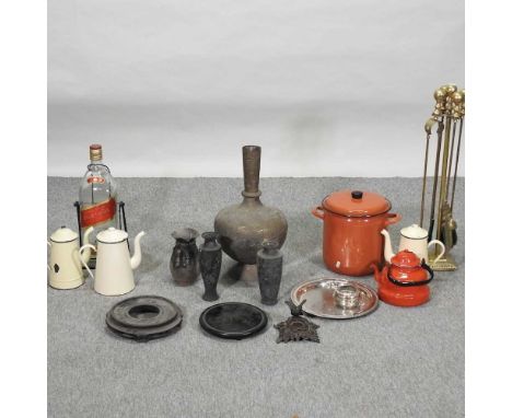 Two boxes of enamel and metalwares