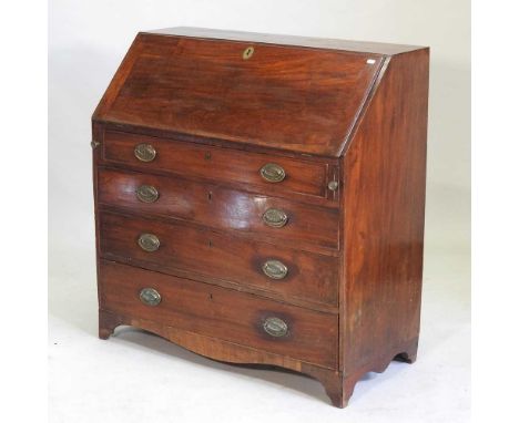 A George III mahogany bureau, on bracket feet97w x 46d x 101h cm
