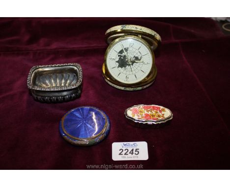 A Silver salt, enamel compact, etc.