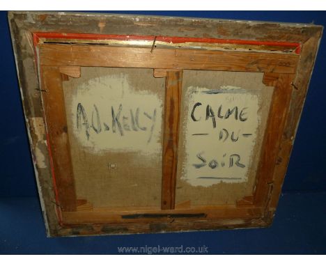 An Oil of seascape, labelled to rear - Aloysius O'Kelly: "Calme du Soir Brittany" framed in France (some repair to canvas)