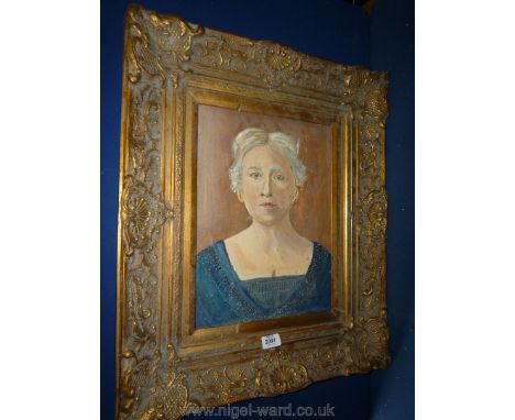 An Oil on canvas, Portrait of 'Lady Augusta Gregory' in gilt frame