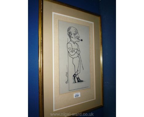 Bernard Sachs, original artwork Caricature of huntsman with pipe
