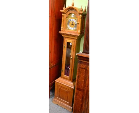 A modern striking small longcase clock, dial with silvered plaque signed Schmeckenbecher 