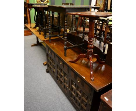 A Younger oak sideboard from The Toledo Range, together with an oak side table, a tripod table, a circular occasional table w