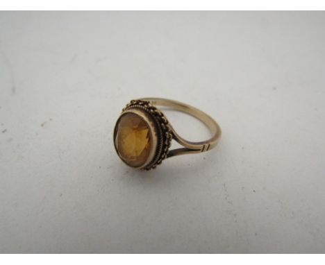 A 9ct gold ring set with citrine, size P, 3g 