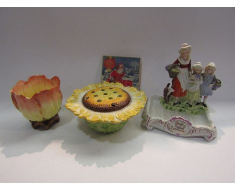 A Yardley English Lavender soap dish, a Valentine Christmas jigsaw and two ceramic pots (4) 