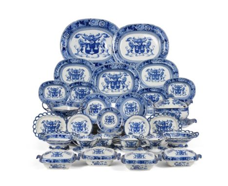 AN EXTENSIVE RILEY'S SEMI CHINA PART DINNER AND DESSERT SERVICE  CIRCA 1825 Printed with the arms of the Draper's Company wit
