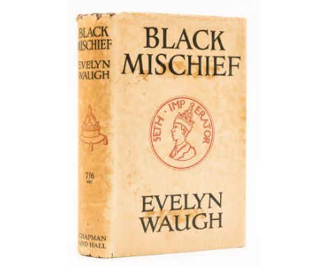 Waugh (Evelyn) Black Mischief, first edition, map frontispiece, book label of Derek Marlowe to front free endpaper, original 