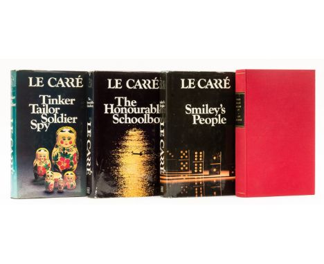 Le Carré (John) [The Karla Trilogy], 3 vol., comprising Tinker Tailor Soldier Spy, cut signature of Alec Guinness to page fac