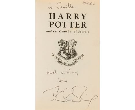 Rowling (J.K.) Harry Potter and the Chamber of Secrets, eleventh printing paperback edition, signed presentation inscription 