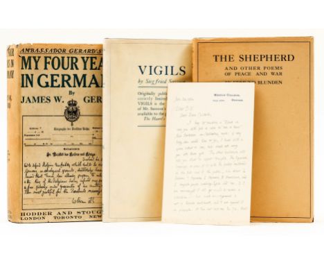 NO RESERVE Blunden (Edmund) The Shepard, first edition, A.L.s. from the author offering a spare ticket to a show that evening